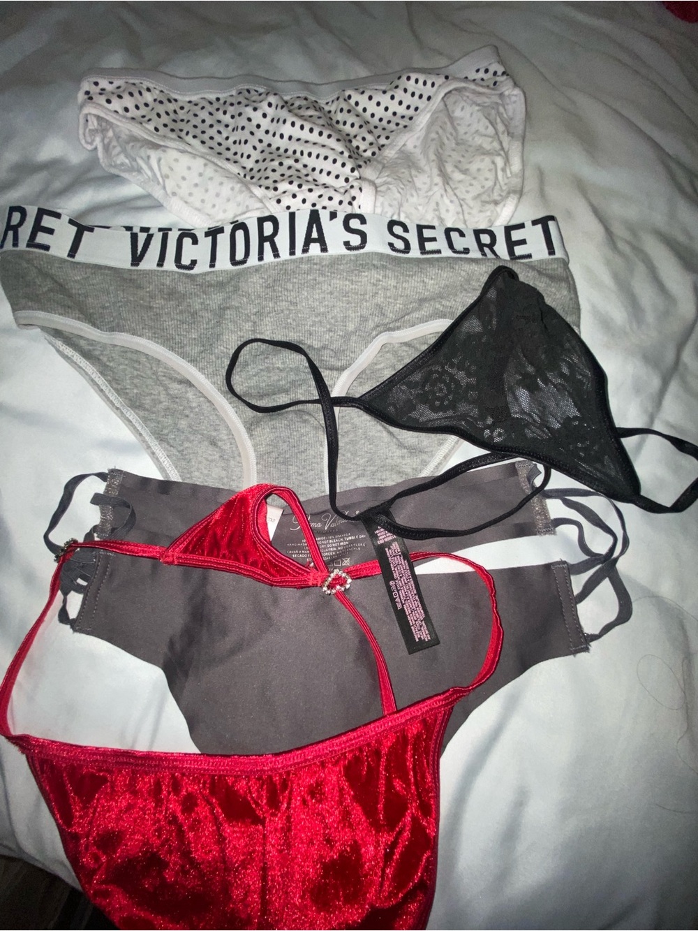 Victoria's Secret Assorted Women's Panties - White, Gray, Black, Red